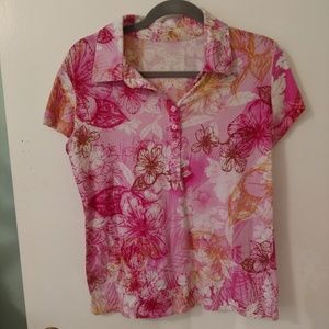 Gloria Vanderbilt Floral Polo/Golf Shirt